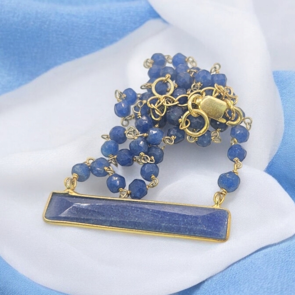 Sapphire Quartz Bar Necklace